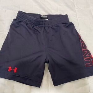Under Armour Kids Navy Shorts with Red Logo